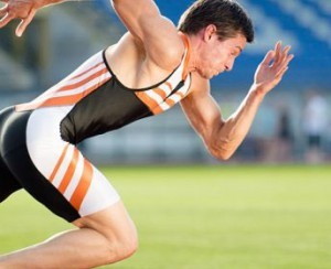 Male athlete sprinting